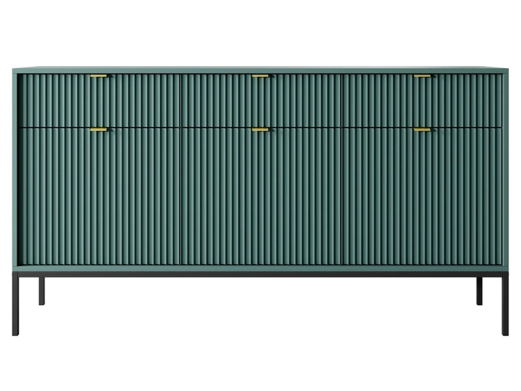 Kommode mit Türen und Schubladen Amber Grün, Schwarz Frame