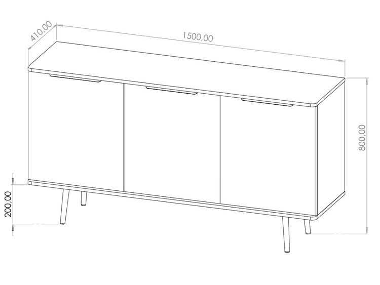Türkommode 150 cm Nemi Schwarzer Graphit Braun