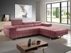 Ecksofa L-Form Rechts mit Schlaffunktion und Bettkasten Solam Rosa