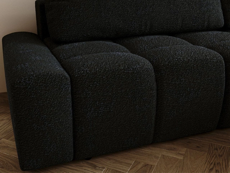 Ecksofa L-Form Rechts mit Schlaffunktion und Bettkasten Lana Schwarz