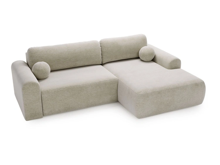 Ecksofa L-Form mit Schlaffunktion und Bettkasten Savana Rechts Hellbeige