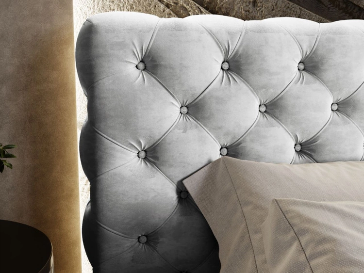 Polsterbett mit Bettkasten und Lattenrost 200x200 Apollo Hellgrau