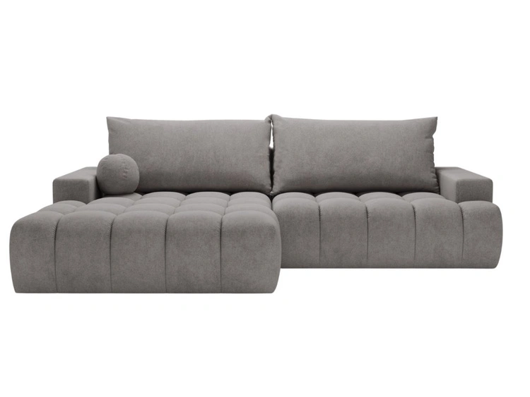 Ecksofa L-Form mit Schlaffunktion und Bettkasten Havi Links Grau