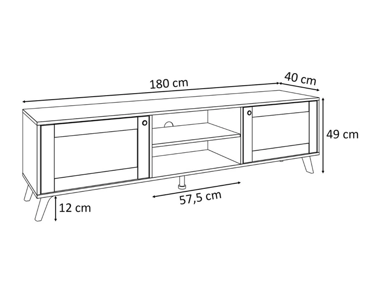 TV-Lowboard Boho mit zwei Türen und Front in Flechtoptik Bellance Eiche Puccini