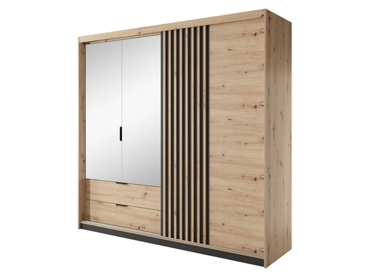 Drehtürenschrank mit Spiegel 220 cm Turia Artisan Eiche, Anthrazit