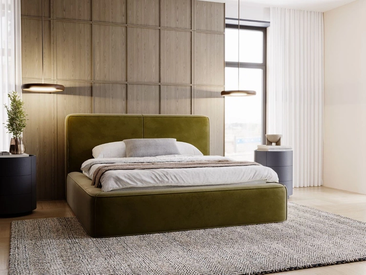 Bett mit Lattenrost und Bettkasten 120x200 Amaro Grün