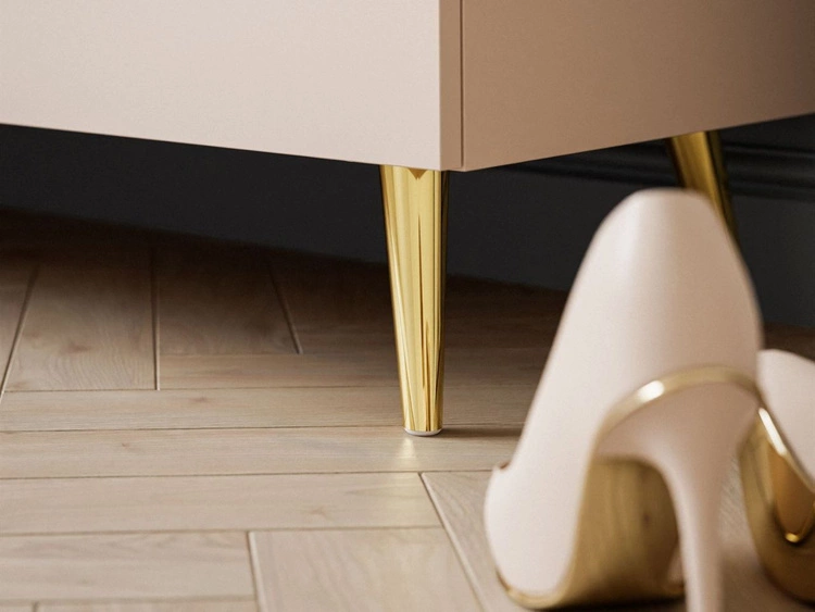 Kommode mit Schubladen und LED-Beleuchtung auf Goldenen Metallbeinen Nuveo Kaschmir