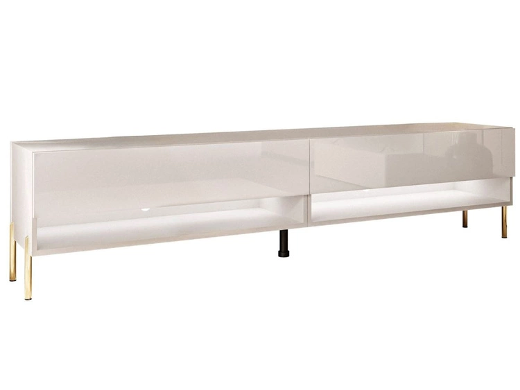 TV-Schrank für das Wohnzimmer 180 cm mit goldenen Metallbeinen und LED-Beleuchtung Aurelie Kaschmir Hochglanz