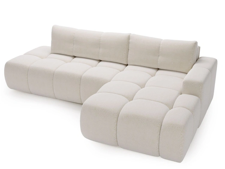 Ecksofa L-Form Rechts mit Schlaffunktion und Bettkasten Montero Weiß