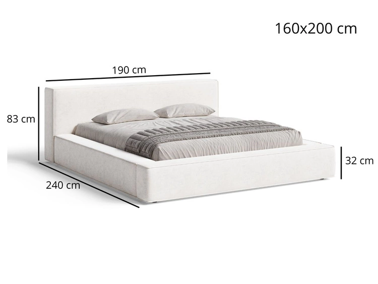 Polsterbett mit Bettkasten und Lattenrost 160x200 Mali Beige