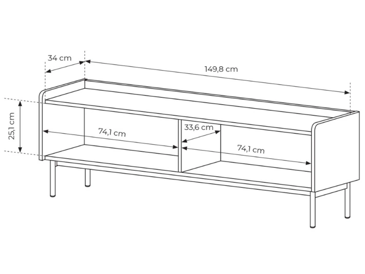 TV-Lowboard mit Türen Abios Beige, Scandi Eiche