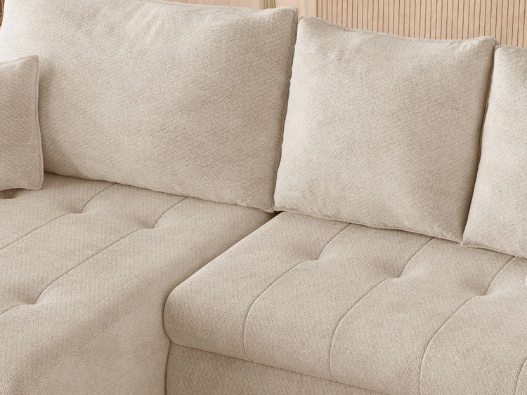 Ecksofa L-Form mit Schlaffunktion und Bettkasten Lino Beige