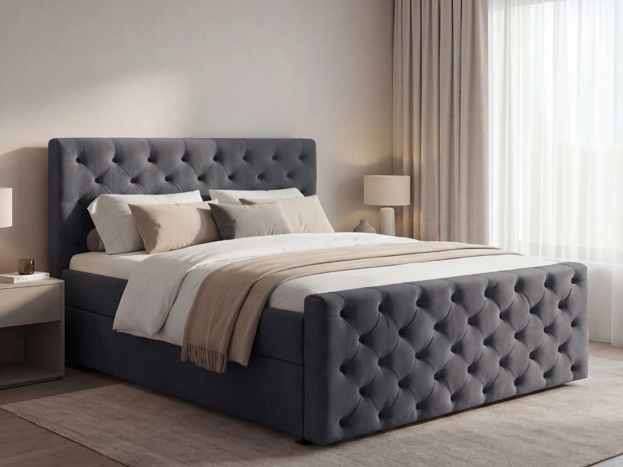 Boxspringbett mit Bettkasten 160x200 Montego Dunkel grau
