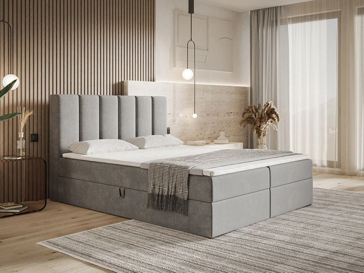 Boxspringbett mit Bettkasten 180x200 Cascada Grau