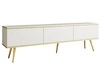 TV-Lowboard mit Türen 175 cm Diolo Weiß mit geriffelter Vorderseite auf goldenen Beinen