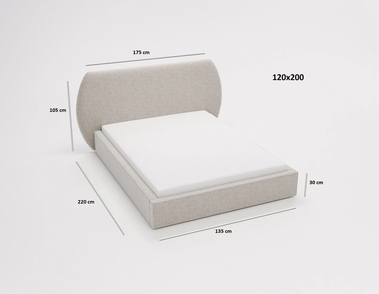 Polsterbett mit Lattenrost 120x200 Blossom - Beige