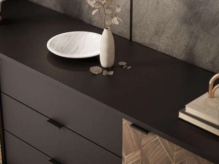 Kommode mit Türen und Schubladen Tavio Schwarz