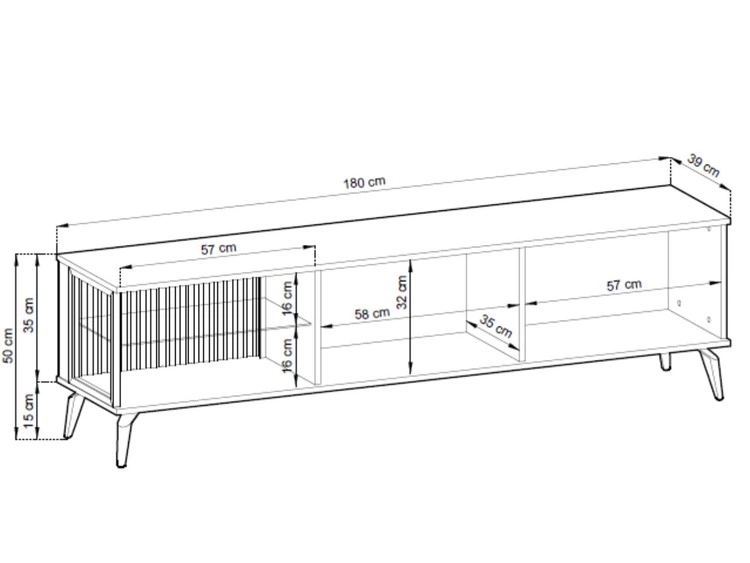 TV-Lowboard mit Türen und LED Vinni Dunkler Walnuss Cashmere