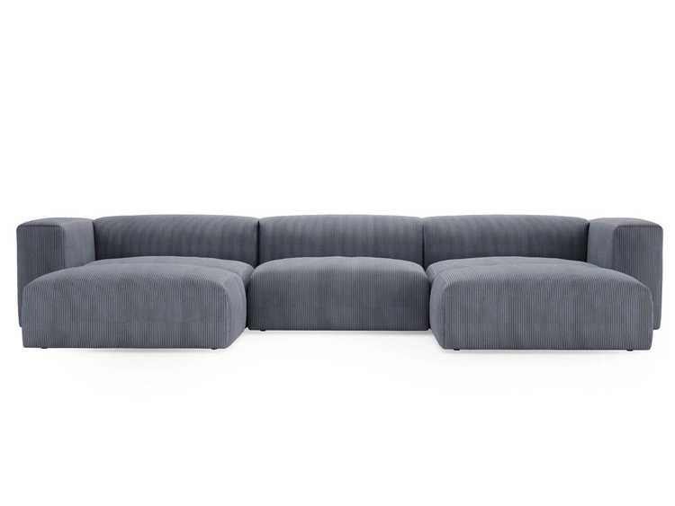 Wohnlandschaft Universell Moderne Cord Ecksofa Landi Grau
