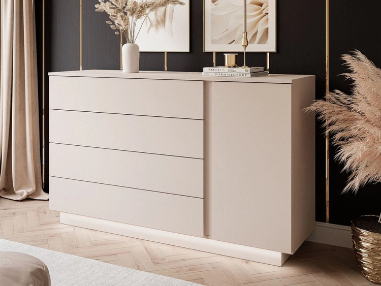 Kommode mit Türe, Schubladen und LED-Beleuchtung Nuveo Kaschmir