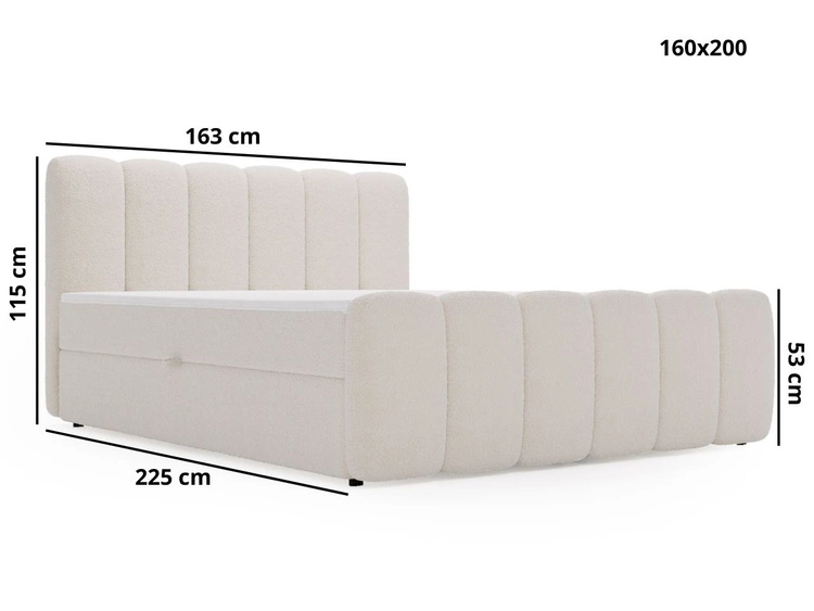 Boxspringbett mit Bettkasten 160x200 Bouclé-Stoff Cloud Beige