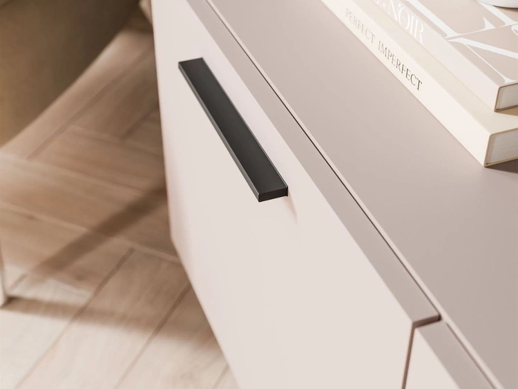 TV-Lowboard mit Türen und LED-Beleuchtung auf Schwarzen Metallbeinen 100 cm Noaé Kaschmir