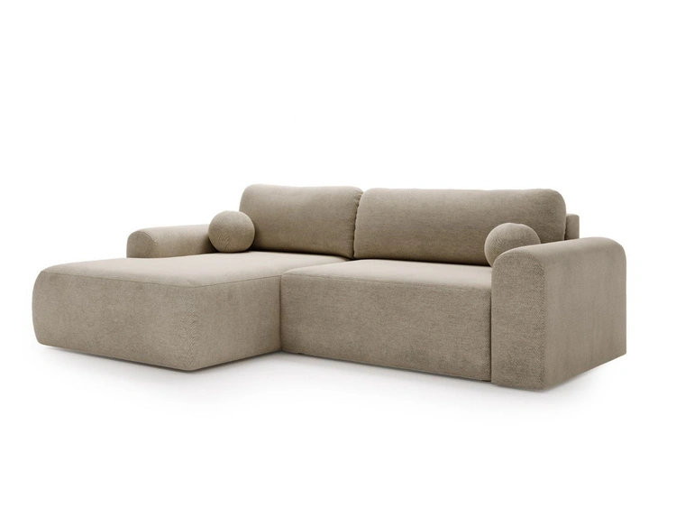 Ecksofa L-Form mit Schlaffunktion und Bettkasten Savana Links Beige
