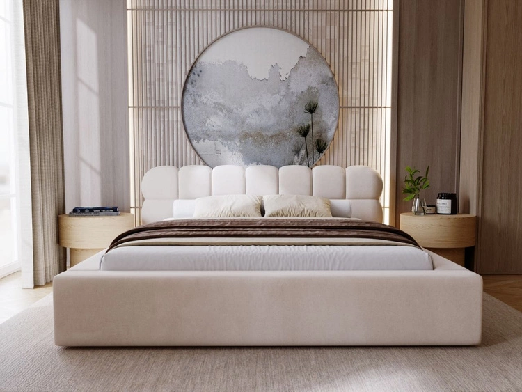 Polsterbett mit Bettkasten und Lattenrost 140x200 Plaza Beige