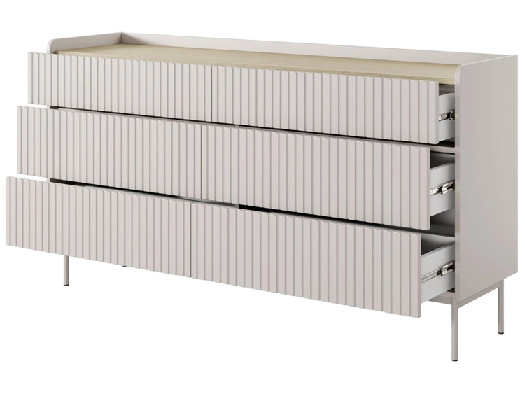 Kommode mit 6 Schubladen Abios Beige, Scandi Eiche