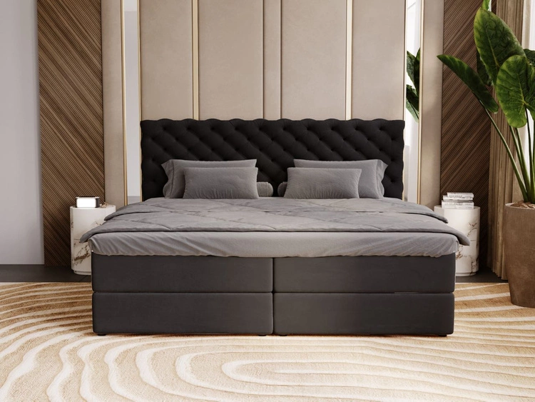 Boxspringbett mit Bettkasten 180x200 Bergamo Schwarz