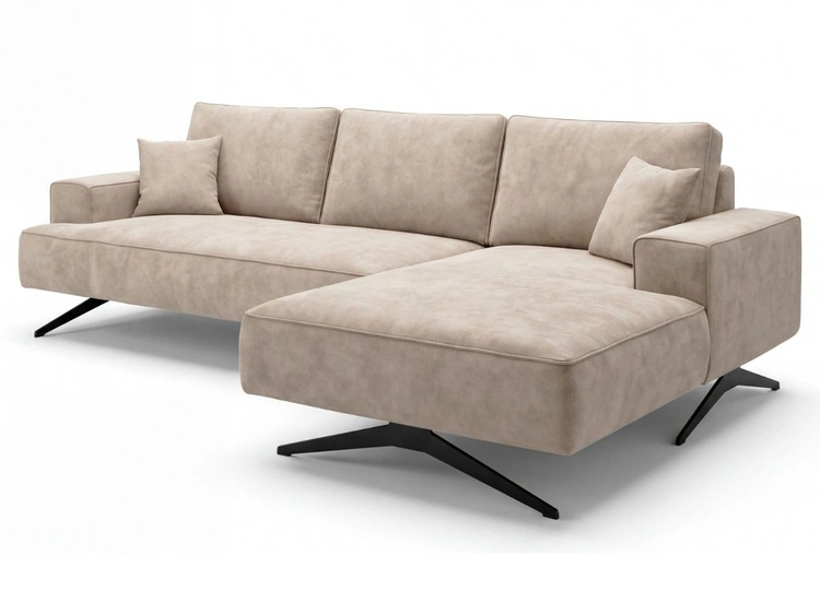 Ecksofa L-Form auf Metallbeinen Leto Rechts Beige