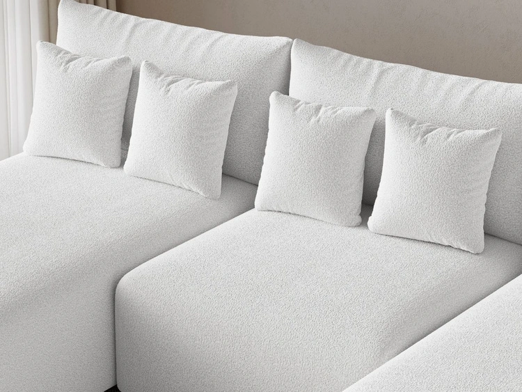 Ecksofa U mit Schlaffunktion und Bettkasten Ronni Weiß