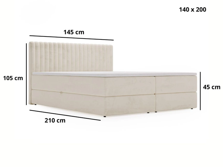 Boxspringbett mit Bettkasten 140x200 Marbella Dunkelgrau