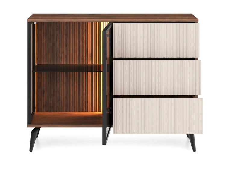 Kommode mit Türen und Schubladen Vinni Dunkler Walnuss Cashmere