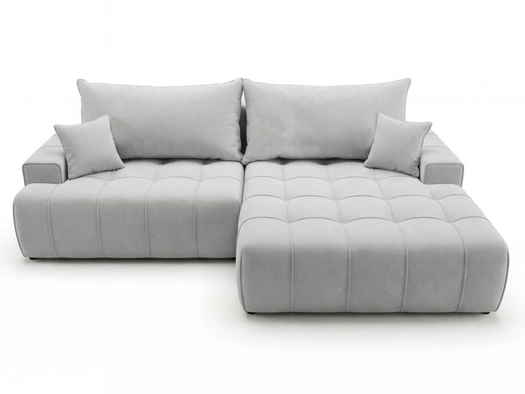 Ecksofa L-Form mit Schlaffunktion und Bettkasten Tulio Rechts Grau