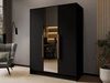 Kleiderschrank mit Spiegel 150 cm Lucca Schwarz mit goldenen Griffen
