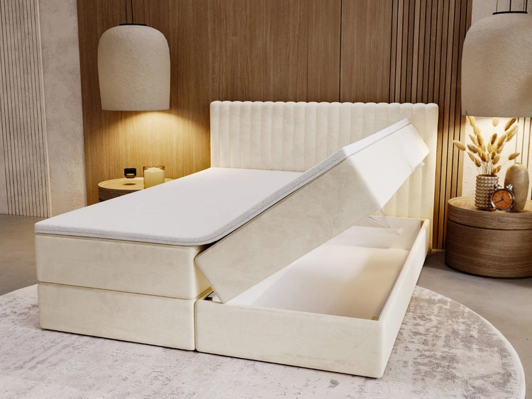 Boxspringbett mit Bettkasten 180x200 Marbella Beige