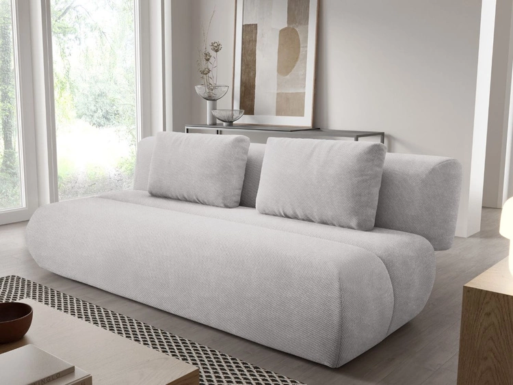 Schlafsofa mit verstellbarer Rückenlehne, Schlaffunktion und Bettkasten Figo Grau