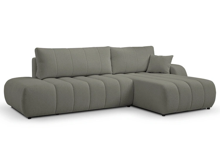 Ecksofa mit Schlaffunktion und Bettkasten Rechts Adoro Grau