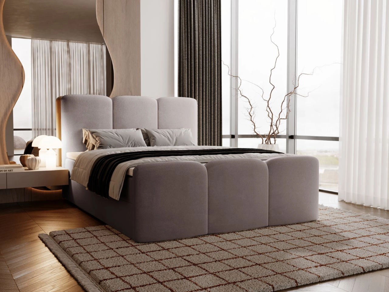 Boxspringbett mit Bettkasten 140x200 Campi Dunkelgrau