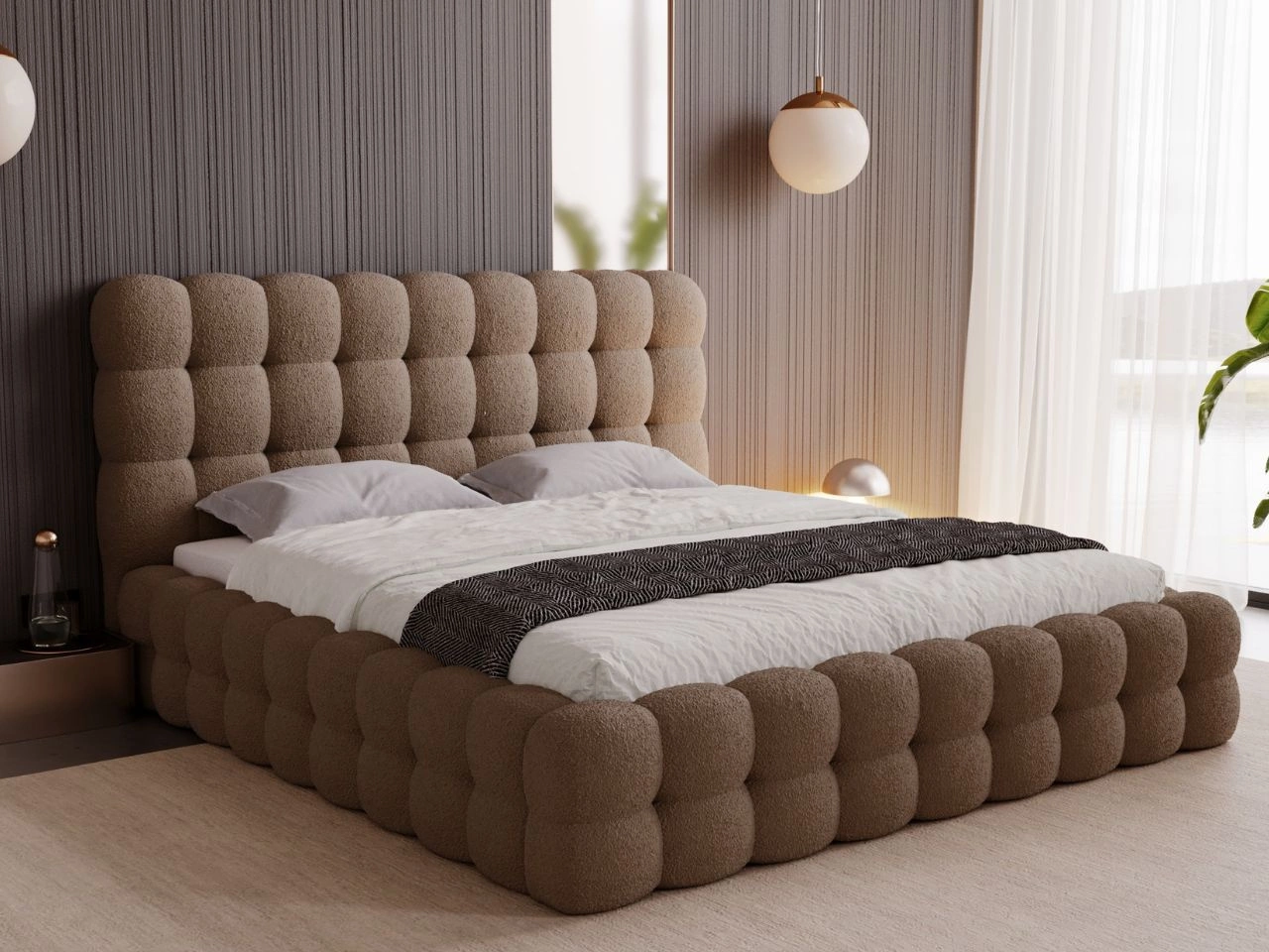 Polsterbett mit Bettkasten und Lattenrost 140x200 Twist Braun