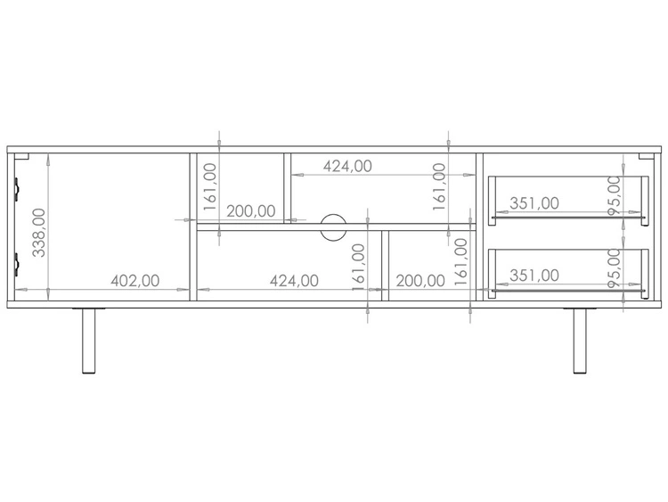 TV-Lowboard mit Schubladen und Türen Ankara Schwarz Matt