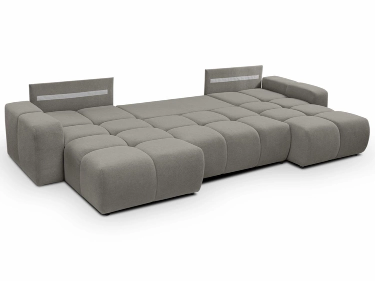 Wohnlandschaft mit Schlaffunktion und Bettkasten Sile U Grau