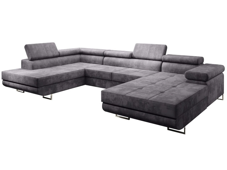 Wohnlandschaft Links mit Schlaffunktion und Bettkasten Solam U Grau