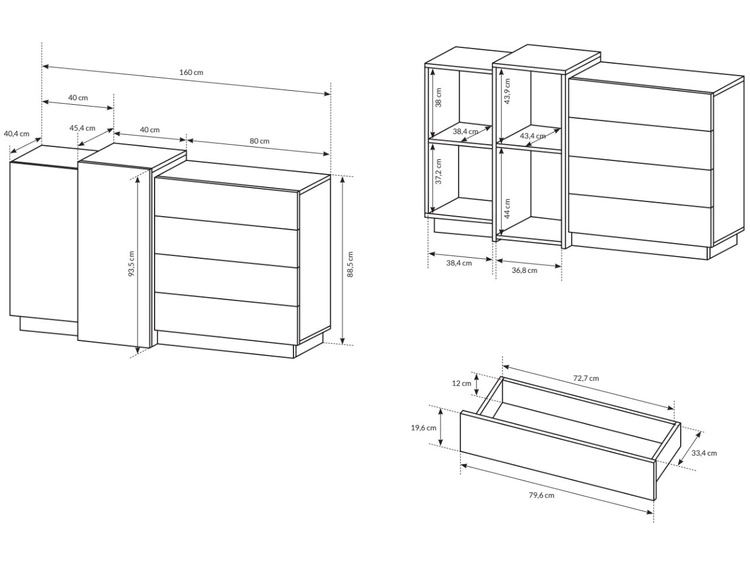 Stilvolles Schlafzimmer-Set Morten Weiß, Goldene Craft Eiche