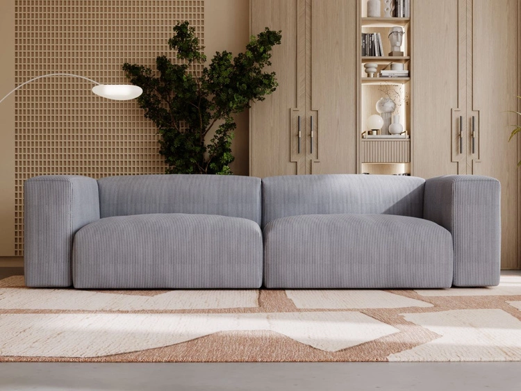 Sofa Moderne Cord Sofa für Wohnzimmer Landi Grau