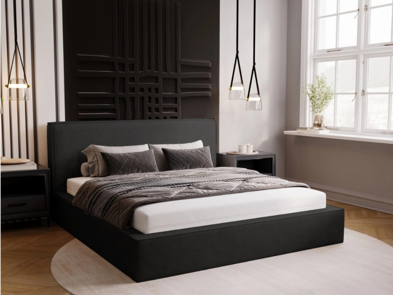 Polsterbett mit Bettkasten und Lattenrost 120x200 Monaco Dunkelgrau