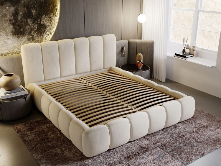 Polsterbett Ohne Bettkasten mit Lattenrost 160x200 Cloud Beige