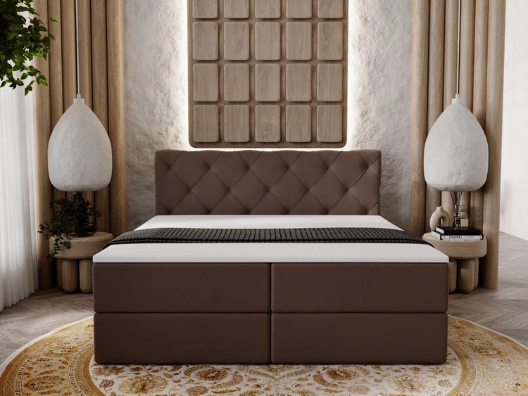 Boxspringbett mit Bettkasten 140x200 Napoli Braun