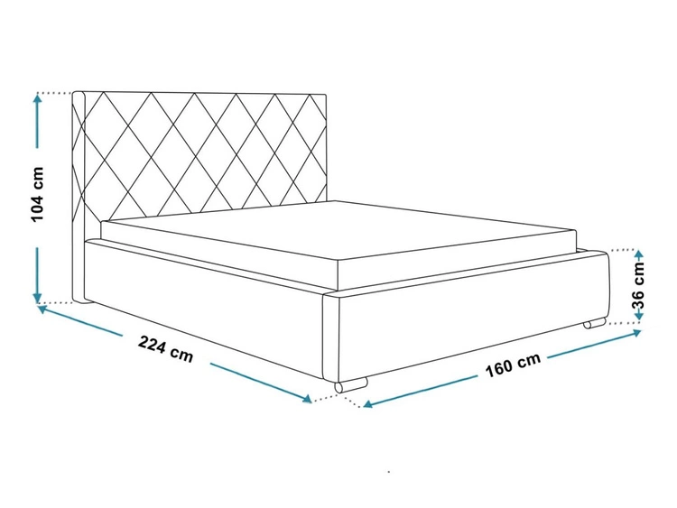 Polsterbett mit Bettkasten und Lattenrost 140x200 Taranto Rosa